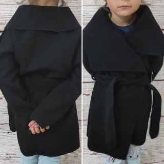 Dětský flaušovy kabát bez kapuce černy