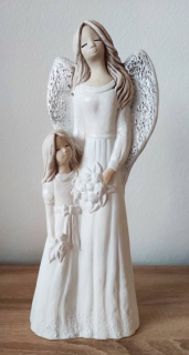 Andělka větší s dcerou bílá s brokátovými křídly