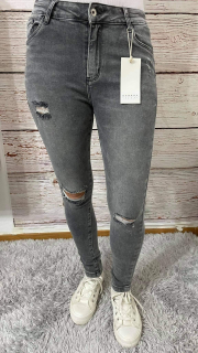 Šedé trhané push up jeans S3853-B