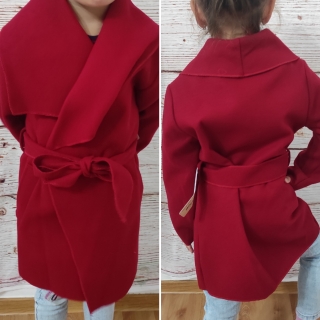 Dětský flaušovy kabát bez kapuce červený