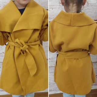 Dětský flaušovy kabát bez kapuce hořčicový