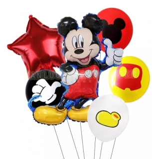 Sada balónků Mickey 6pcs latex a fóliové 