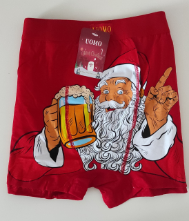 Pánské Vánoční boxerky Santa a pivo 