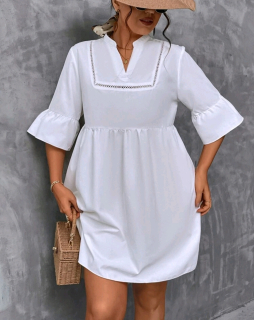 Bílé šaty s volankovými rukávy 4xl