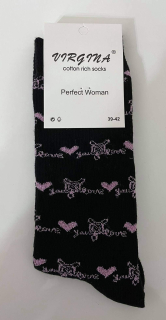 Ponožky love you černo- fialové 