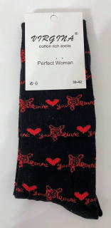 Ponožky love you červeno- černé 
