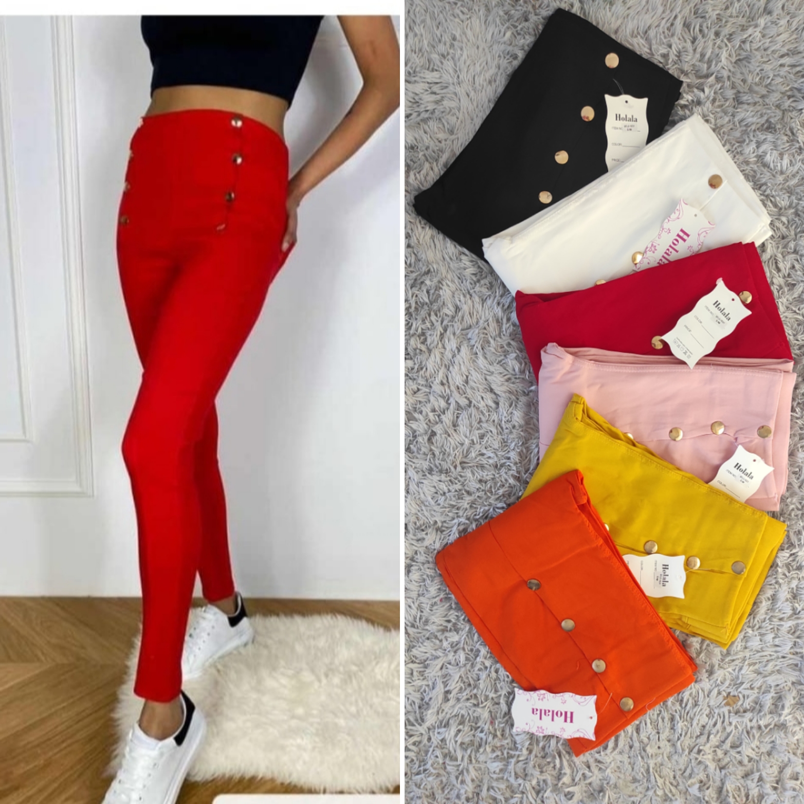 Elegantní dámské kalhoty S/Xl červené