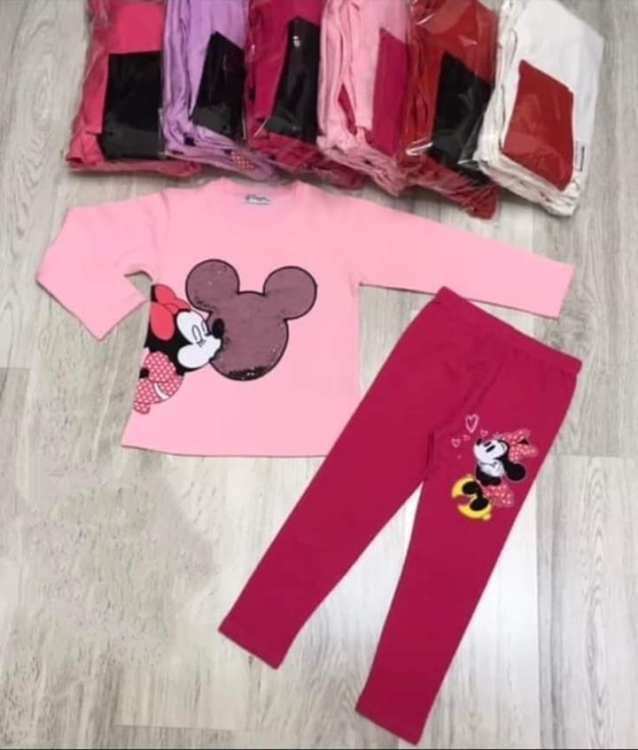 Úžasný komplet zateplený Minnie se trpytkami červená 
