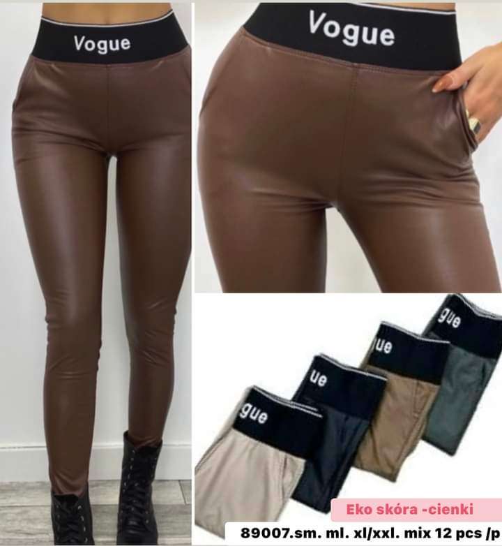 Koženkové legíny Vogue hnědé 