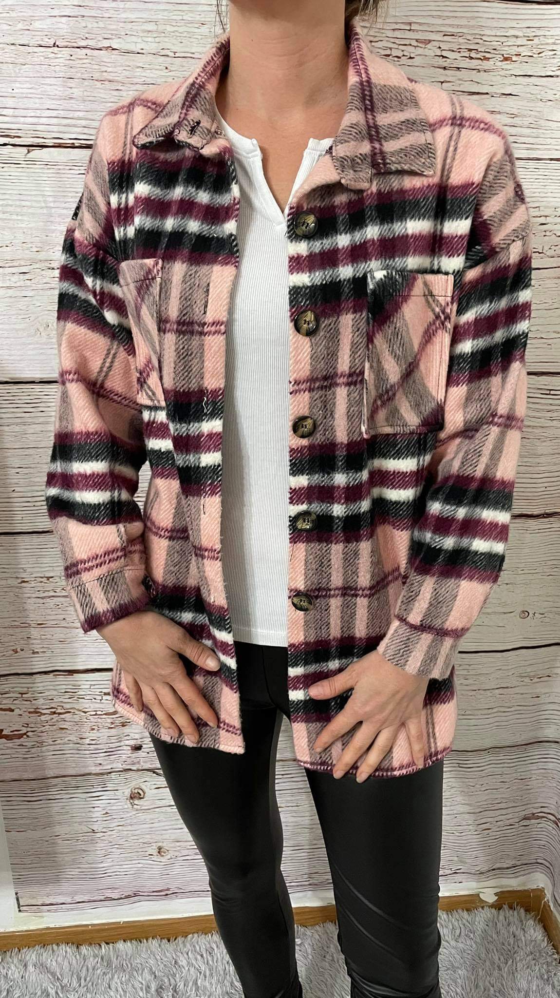 Růžová teplá košile vel. Uni S-Xl 