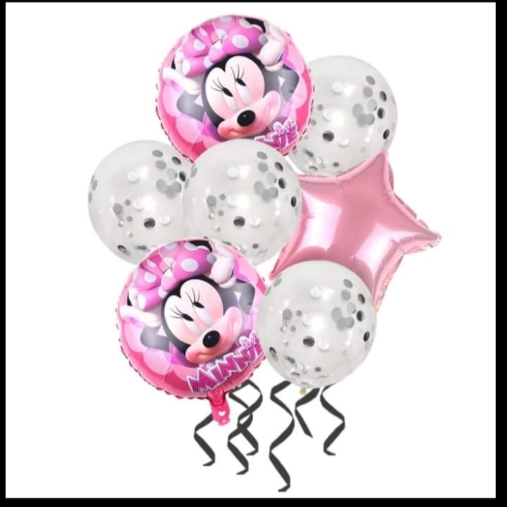 Sada balónků foliových Minnie 7kusu mix fóliové a latexove