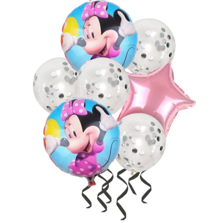 Sada balónků foliových Minnie 7kusu mix fóliové a latexove