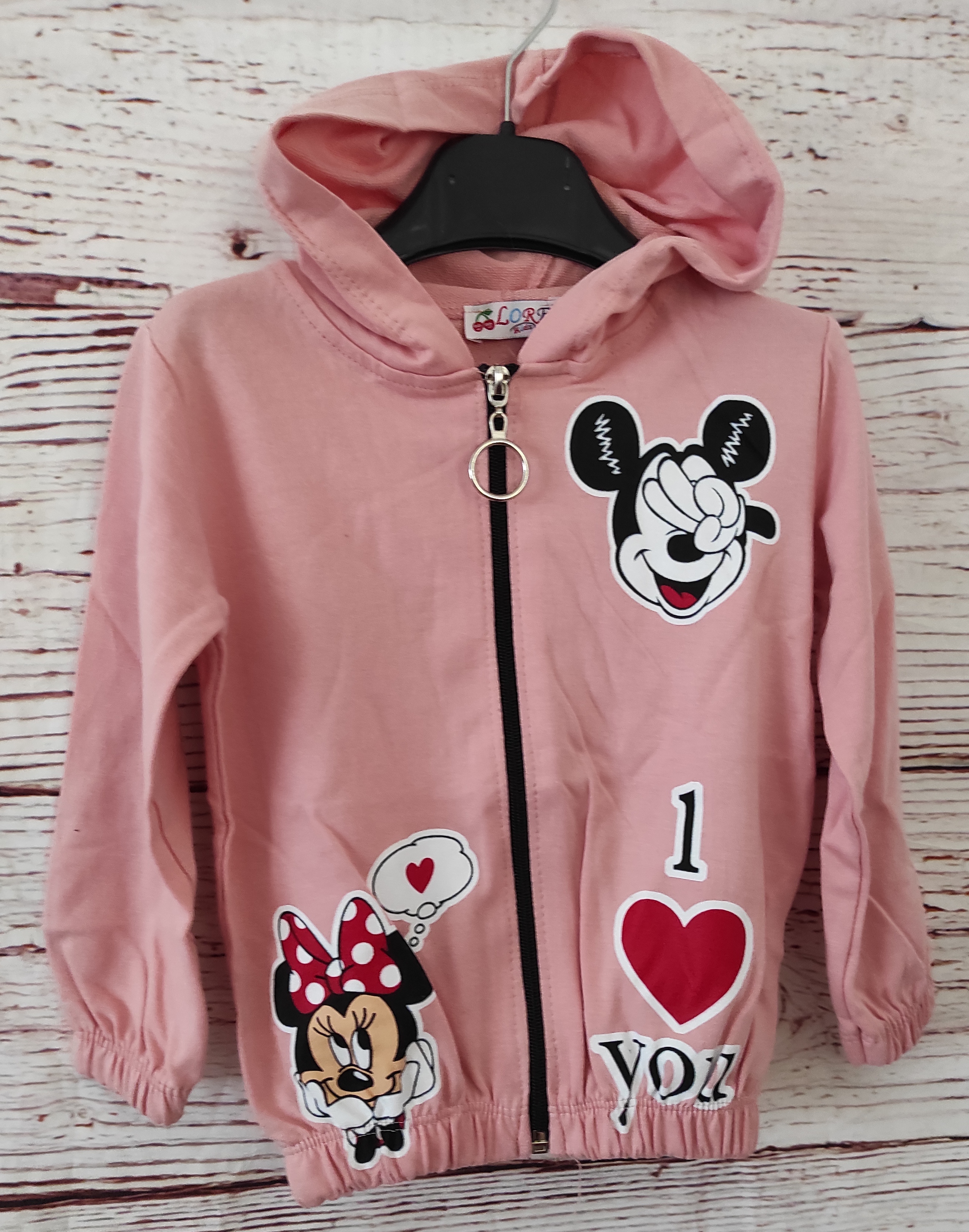 Mikina Minnie I love you staro-ružová