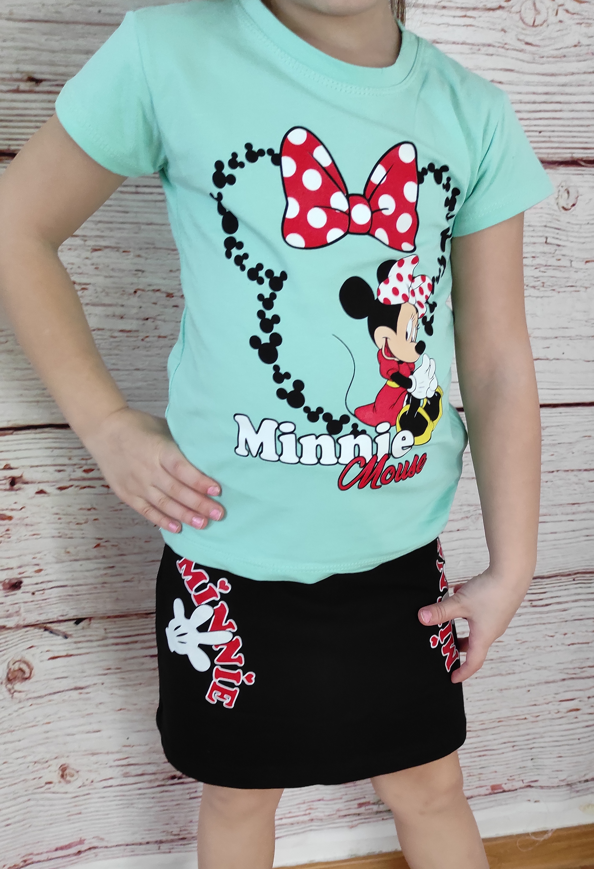 Dvoudílný komplet se sukýnkou Minnie máta