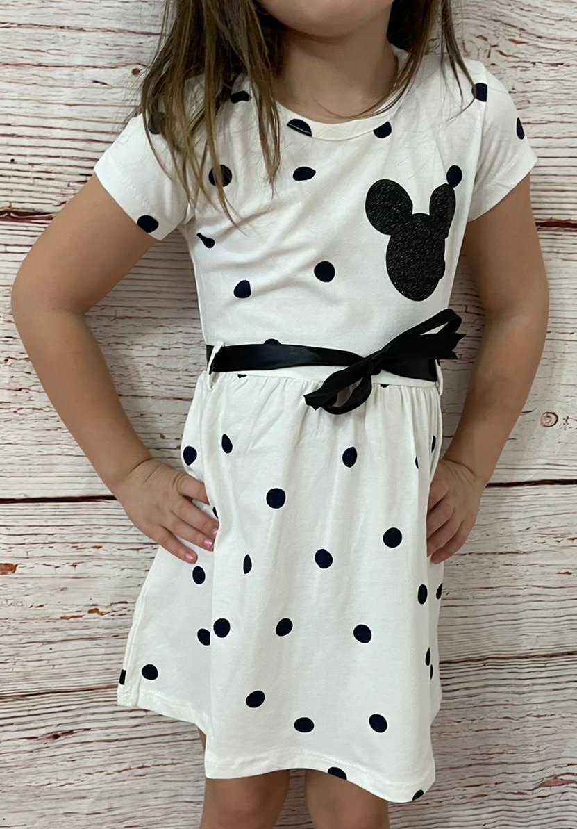 Puntikaté šatičky Minnie bílé 