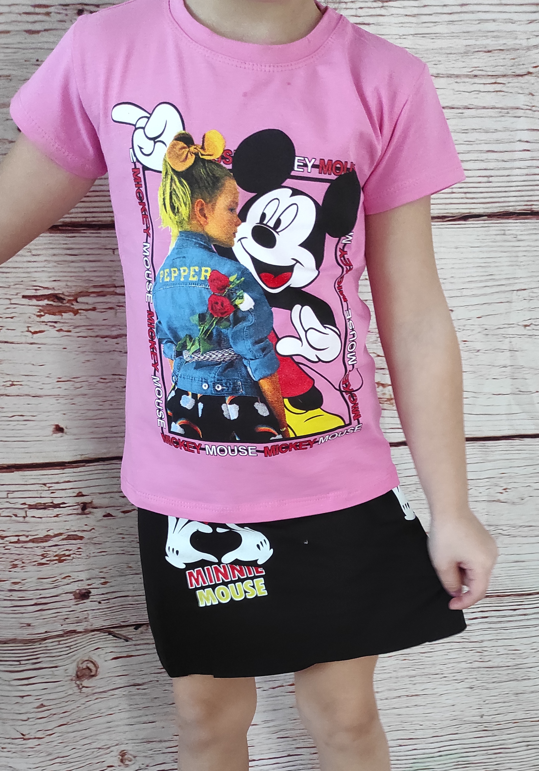 Komplet se sukýnkou Minnie růžová 