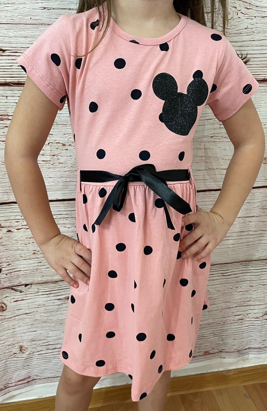 Puntikaté šatičky Minnie bílé staro/růžová 
