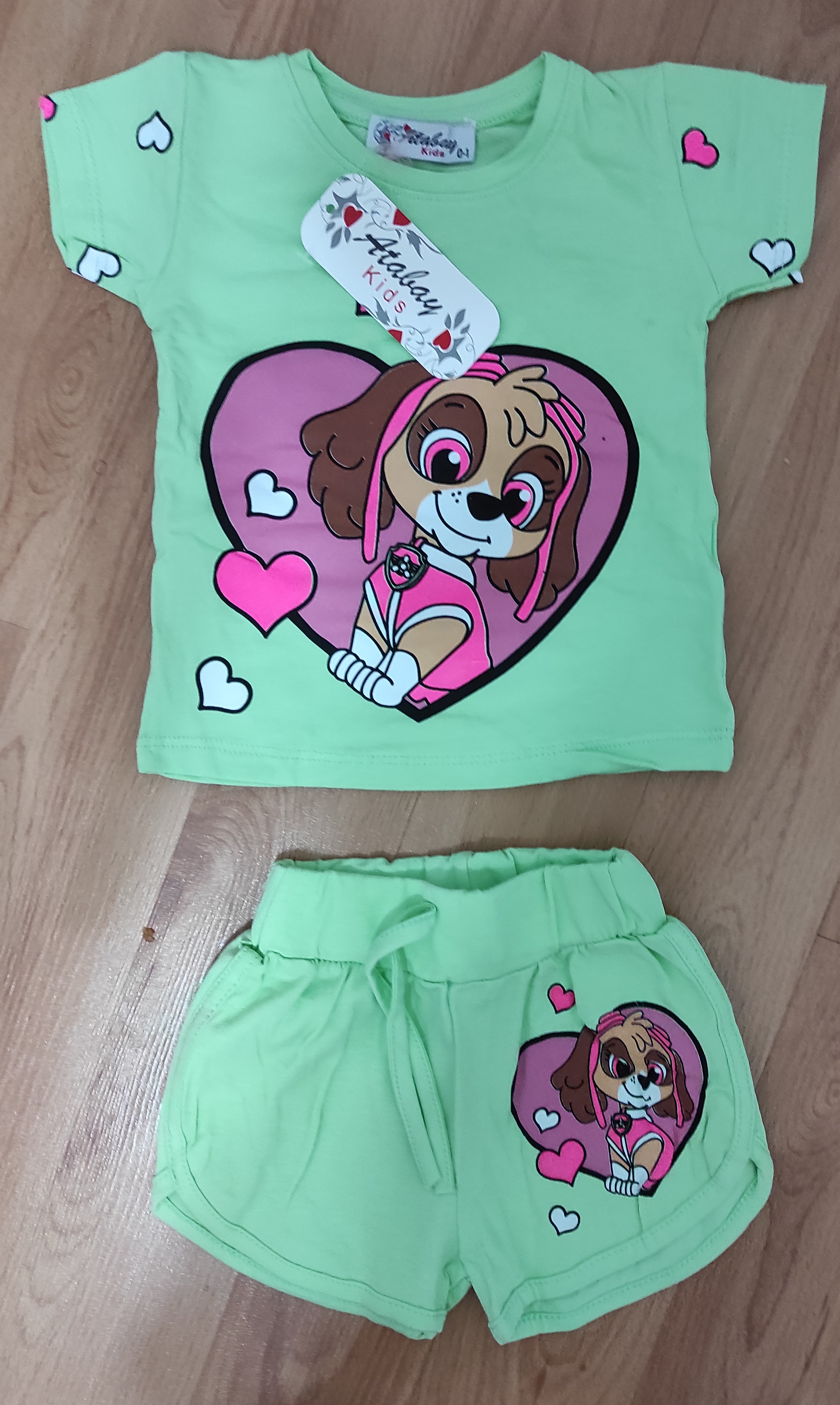 Komplet kraťasy a tričko Patrola Love you zelená 