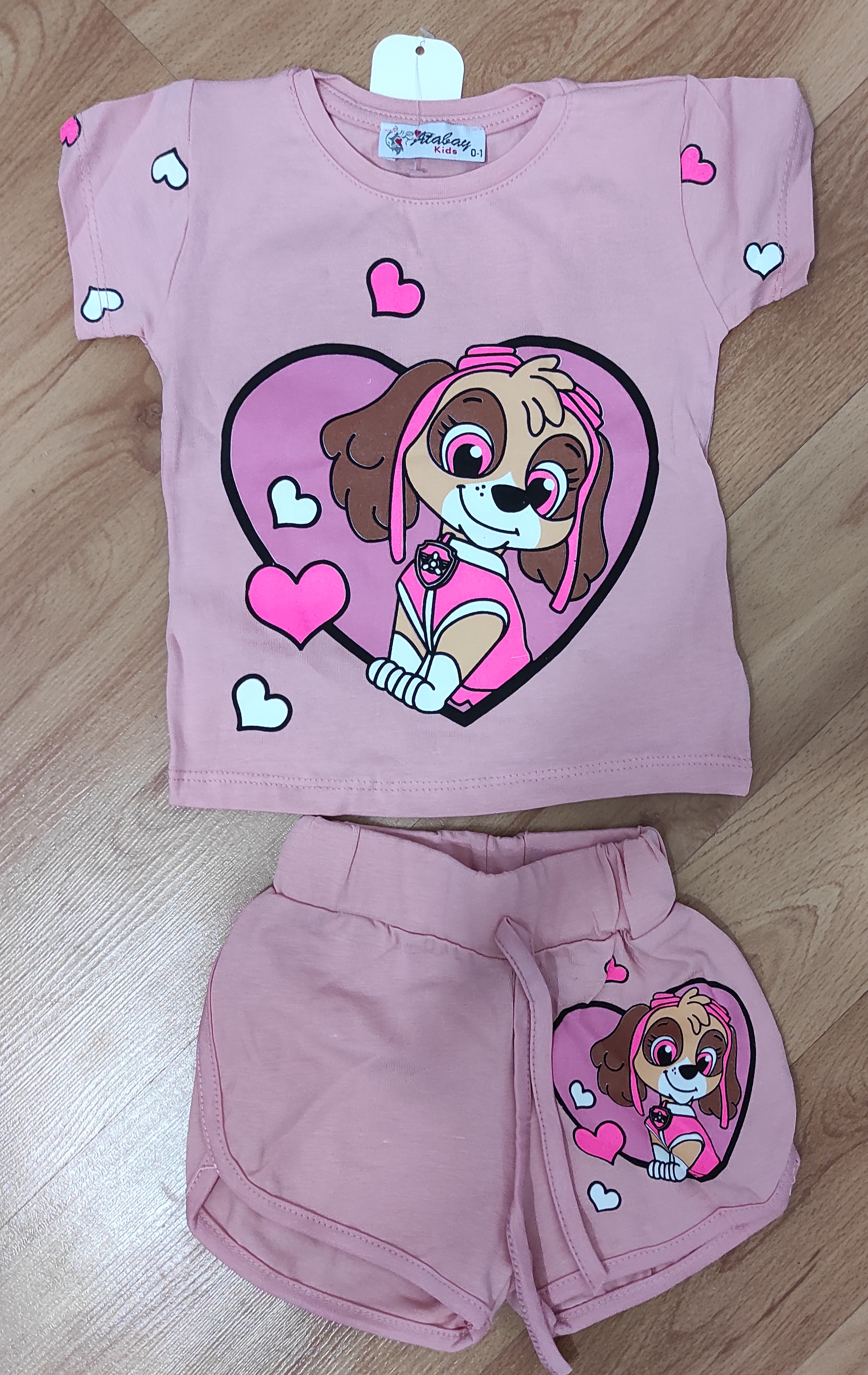 Komplet kraťasy a tričko Patrola Love you pudr