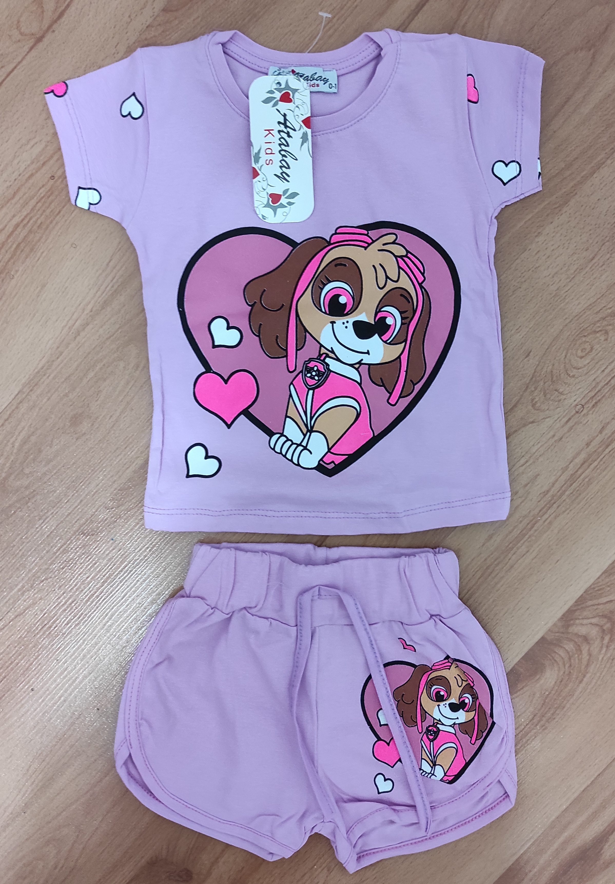 Komplet kraťasy a tričko Patrola Love you fialová 
