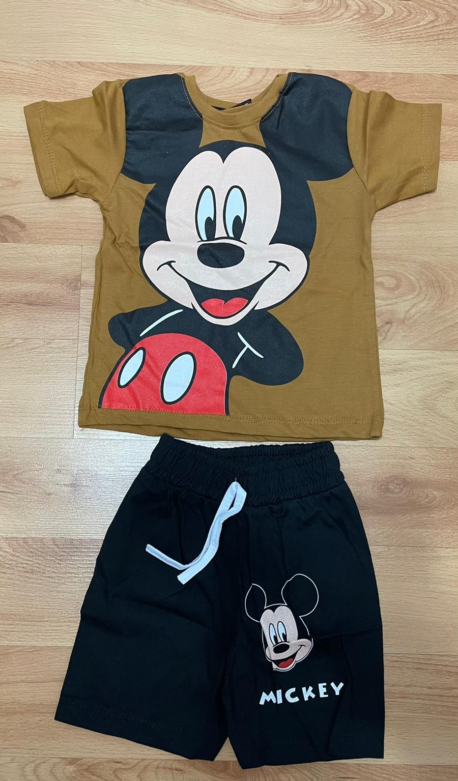 Komplet Mickey tričko a kraťasy hnědá 