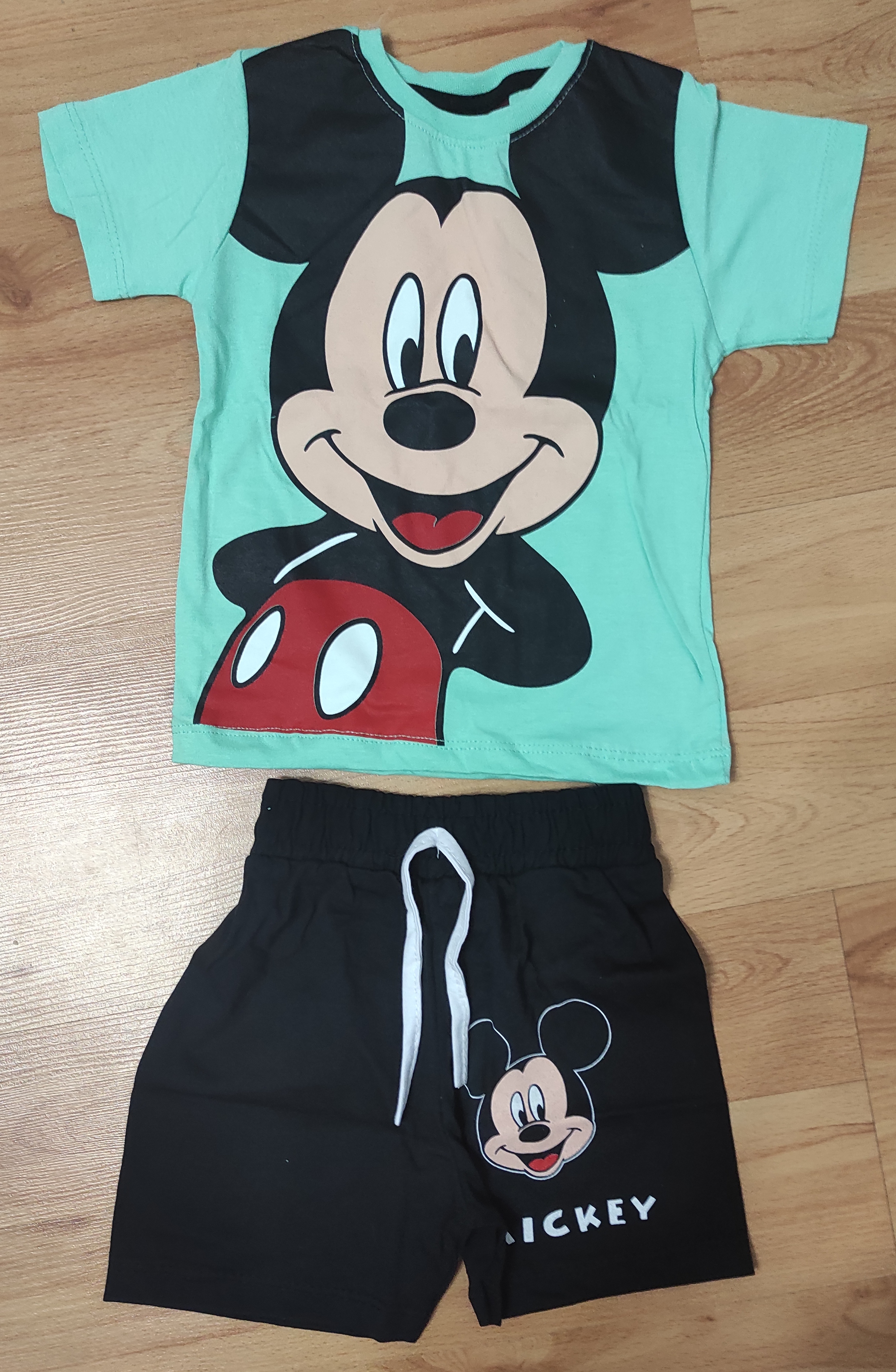 Komplet Mickey tričko a kraťasy zelenkavá 