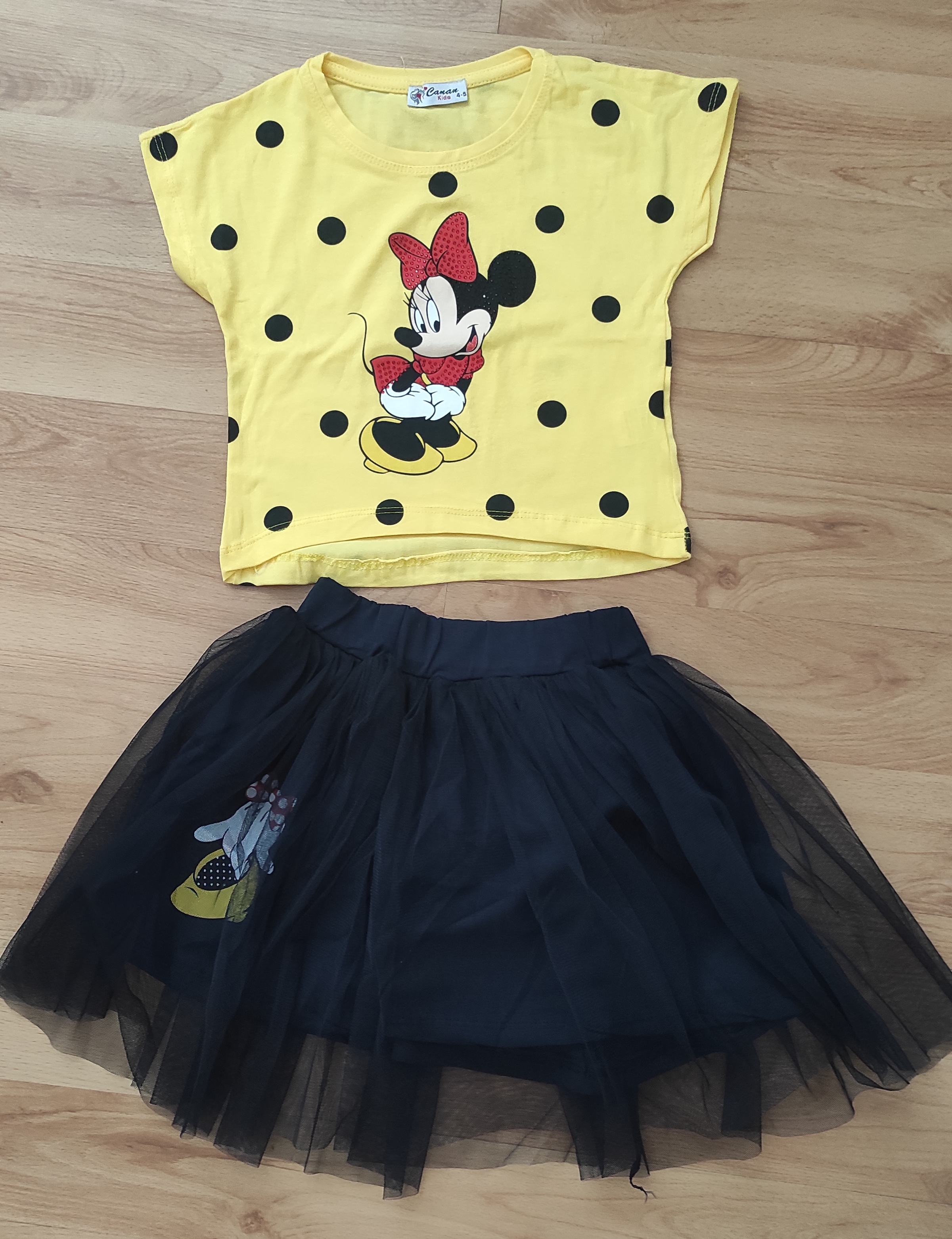 Komplet Tutu sukně a tričko Minnie žluté 