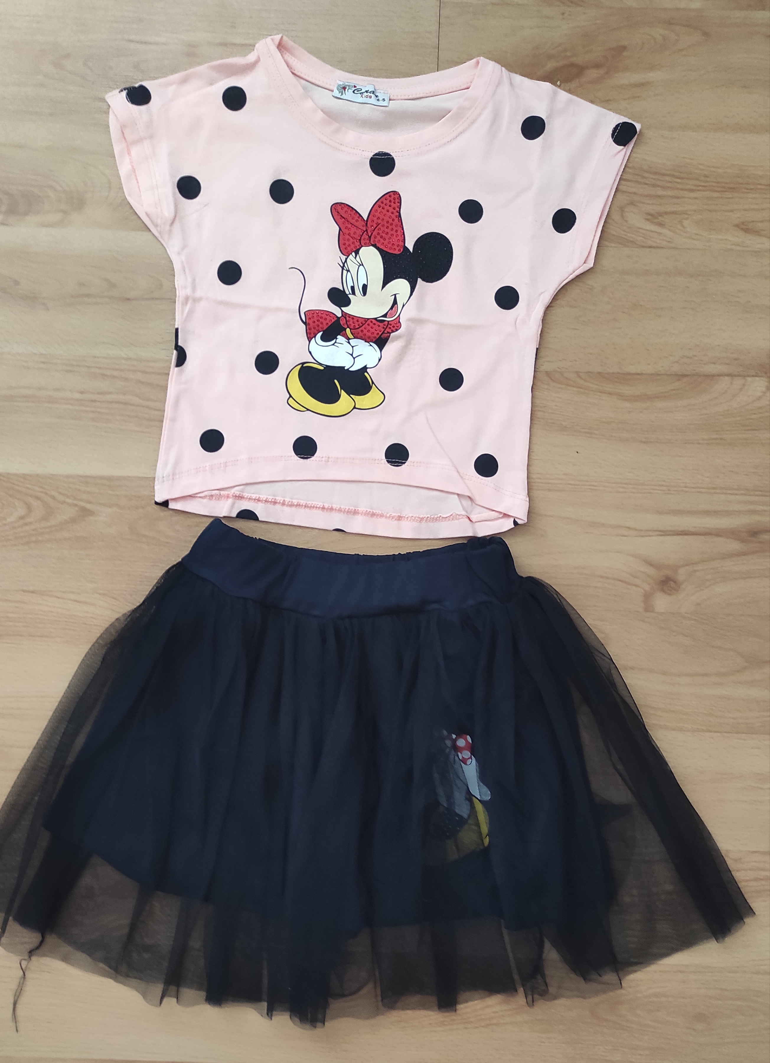 Komplet Tutu sukně a tričko Minnie pudr