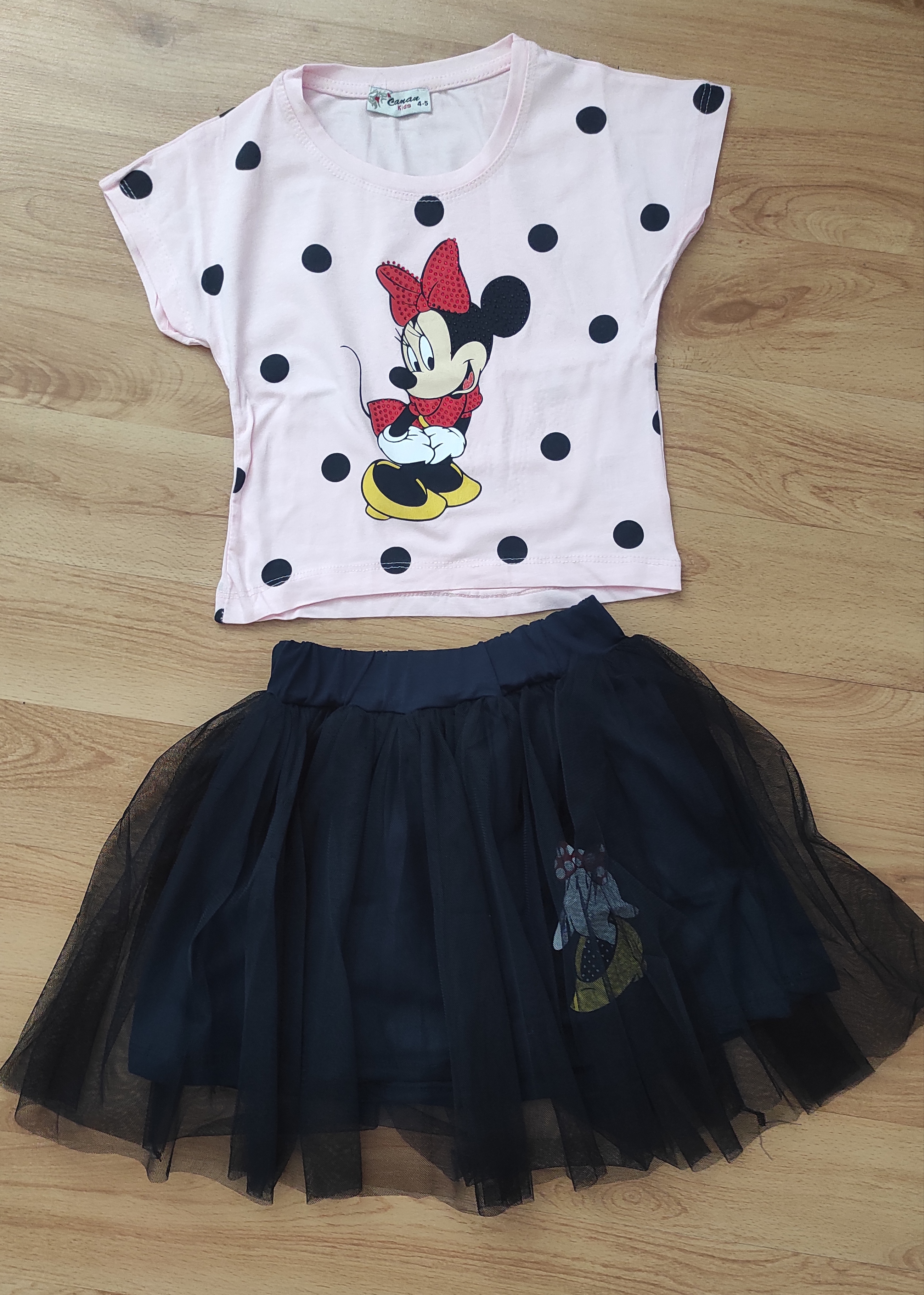 Komplet Tutu sukně a tričko Minnie losos 