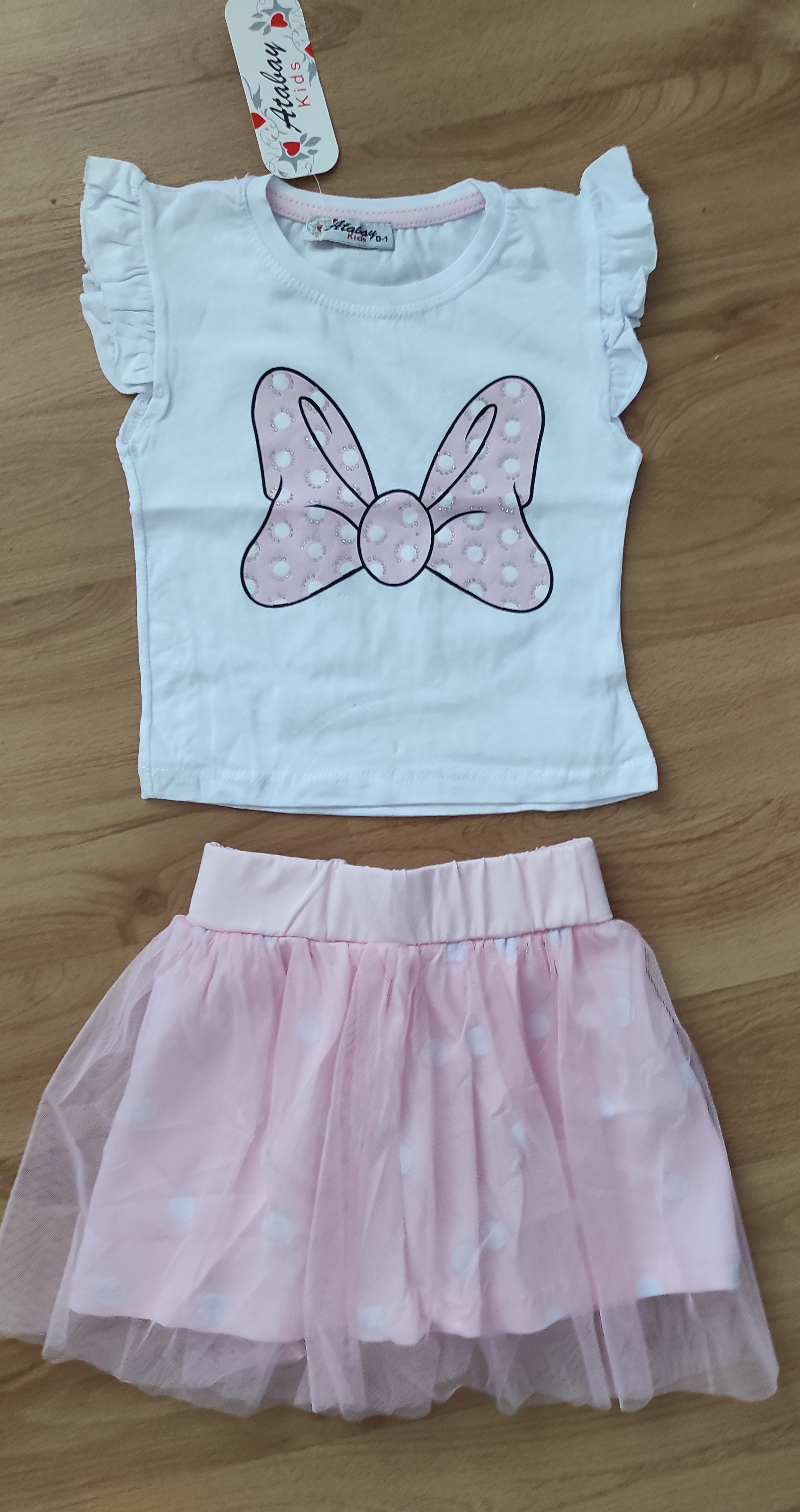 Komplet sukýnka a tričko Minnie mašlička růžová 