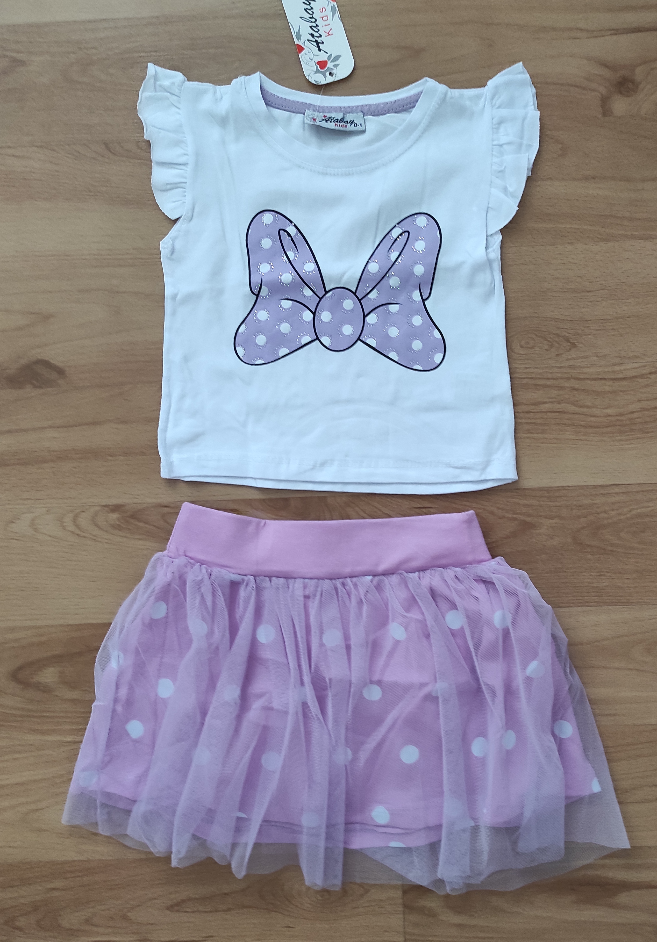 Komplet sukýnka a tričko Minnie mašlička fialová 