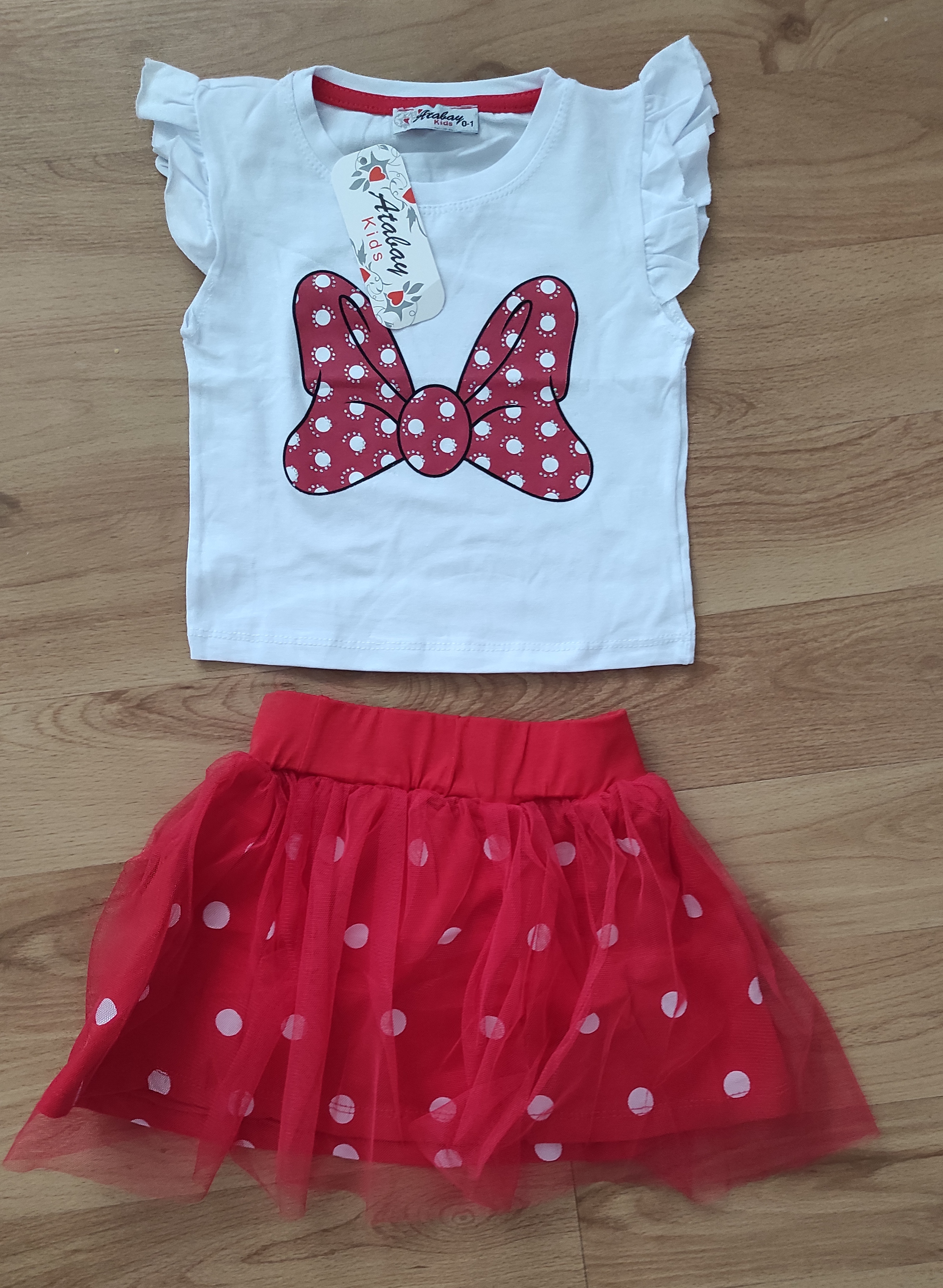 Komplet sukýnka a tričko Minnie mašlička červená 