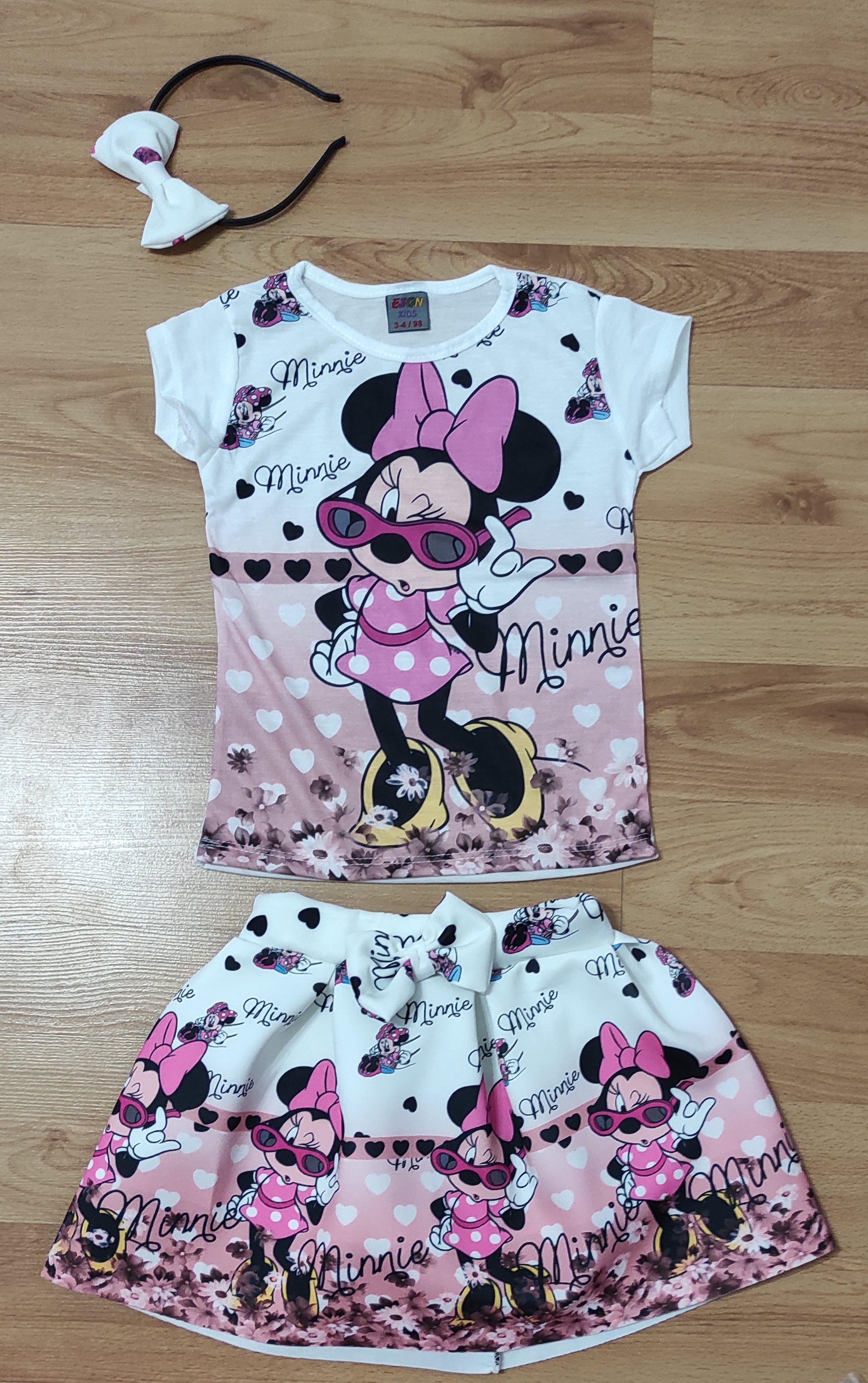 Komplet Minnie Smile s čelenkou losos