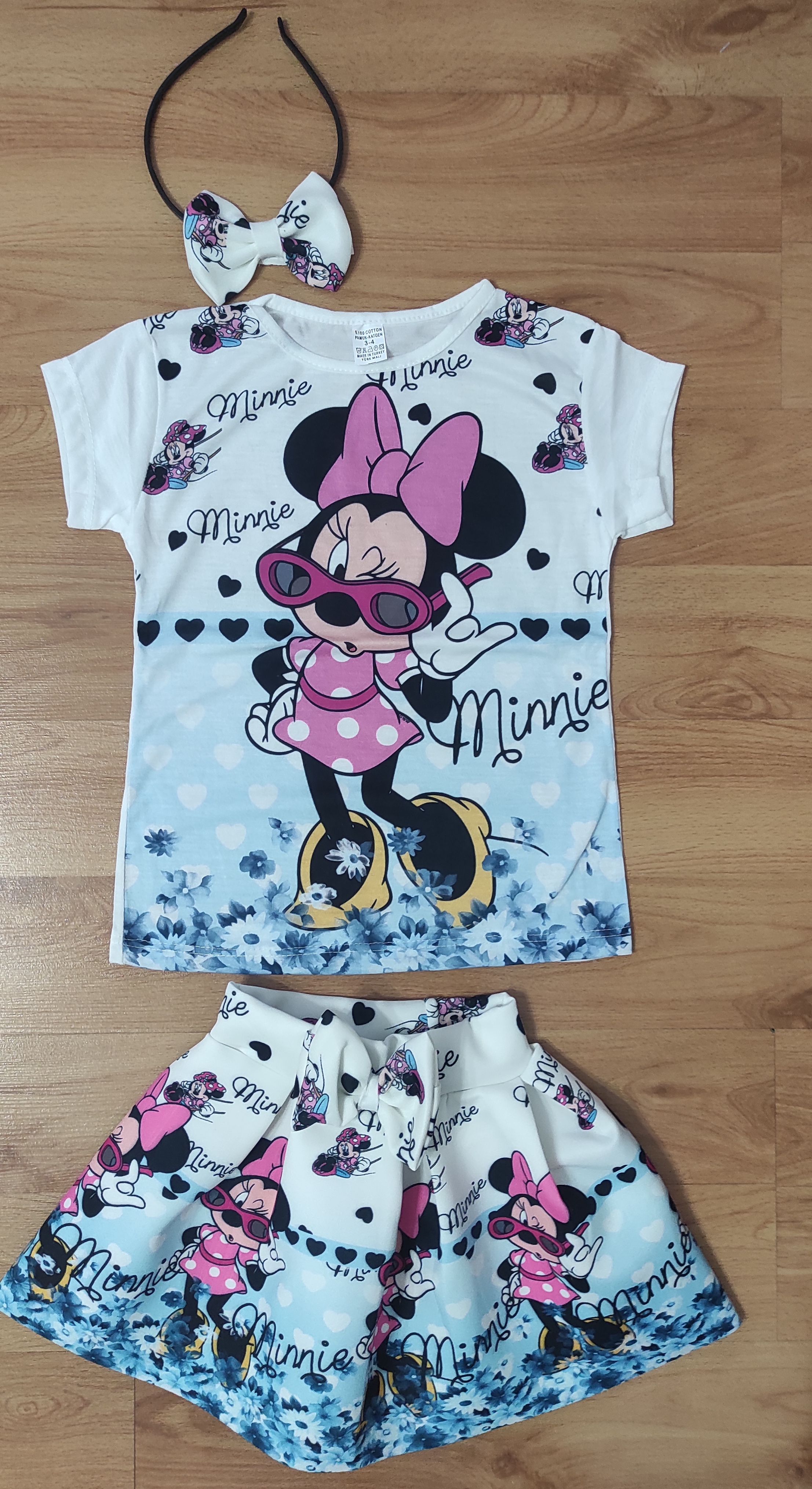 Komplet Minnie Smile s čelenkou modrá 