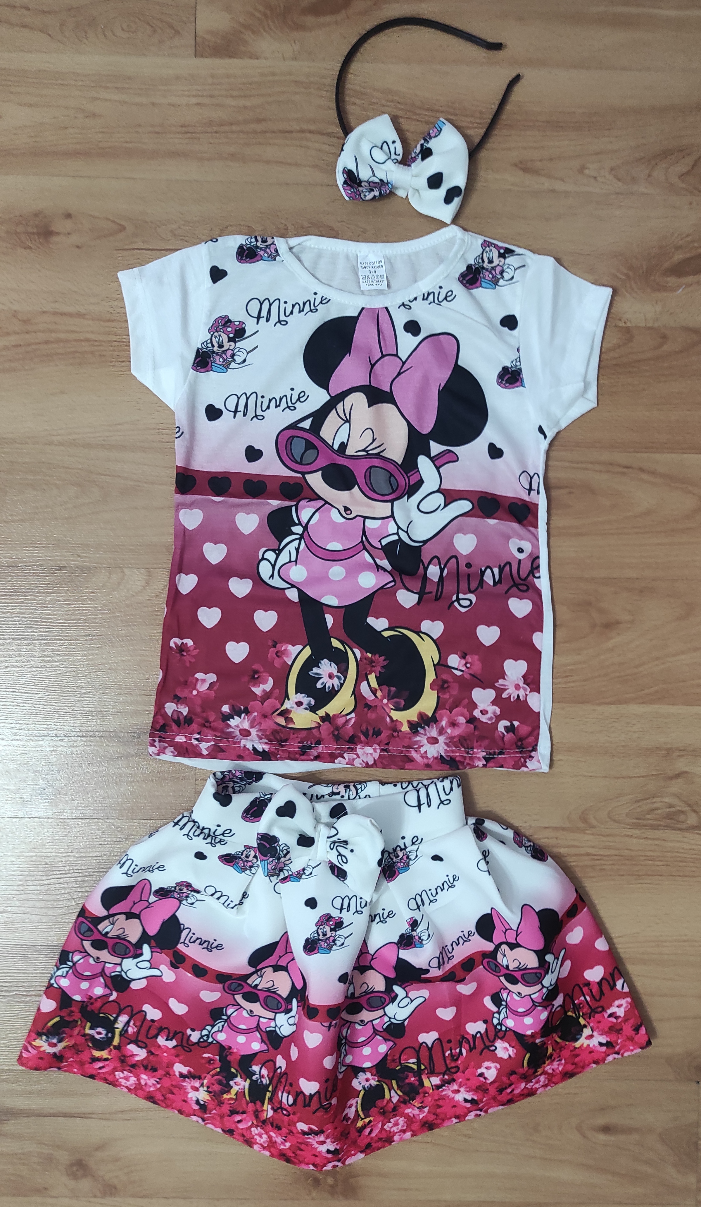 Komplet Minnie Smile s čelenkou červená 
