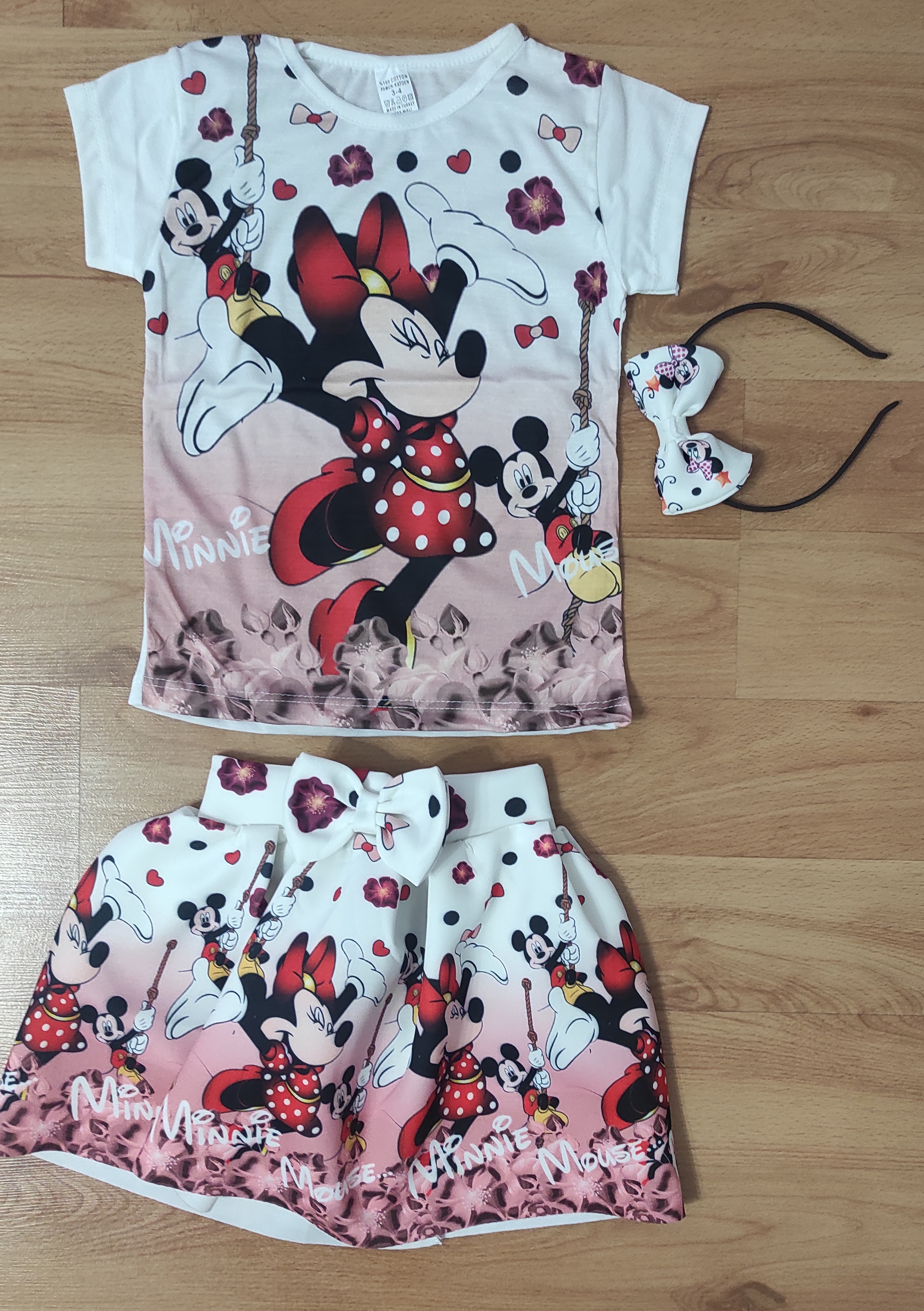 Komplet Minnie Summer s čelenkou losos 
