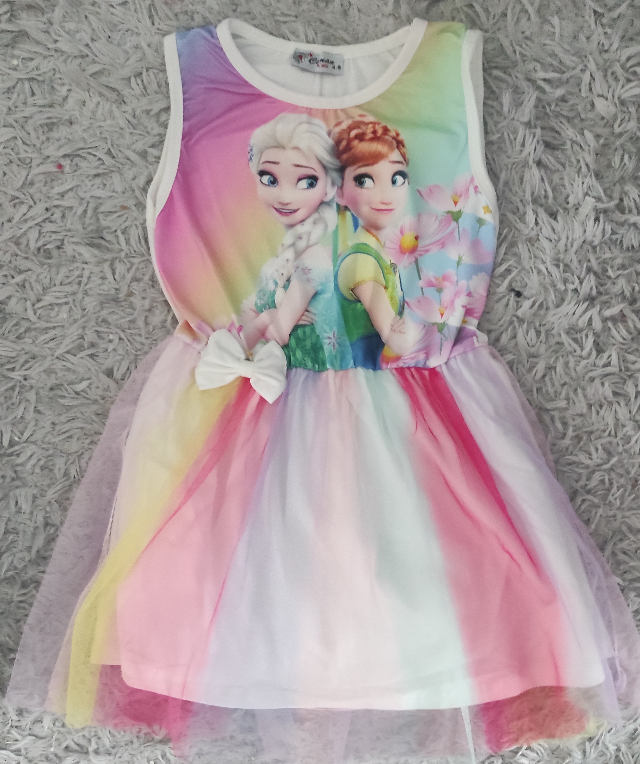 Úžasné šatičky Anna a Elza Rainbow bílá 