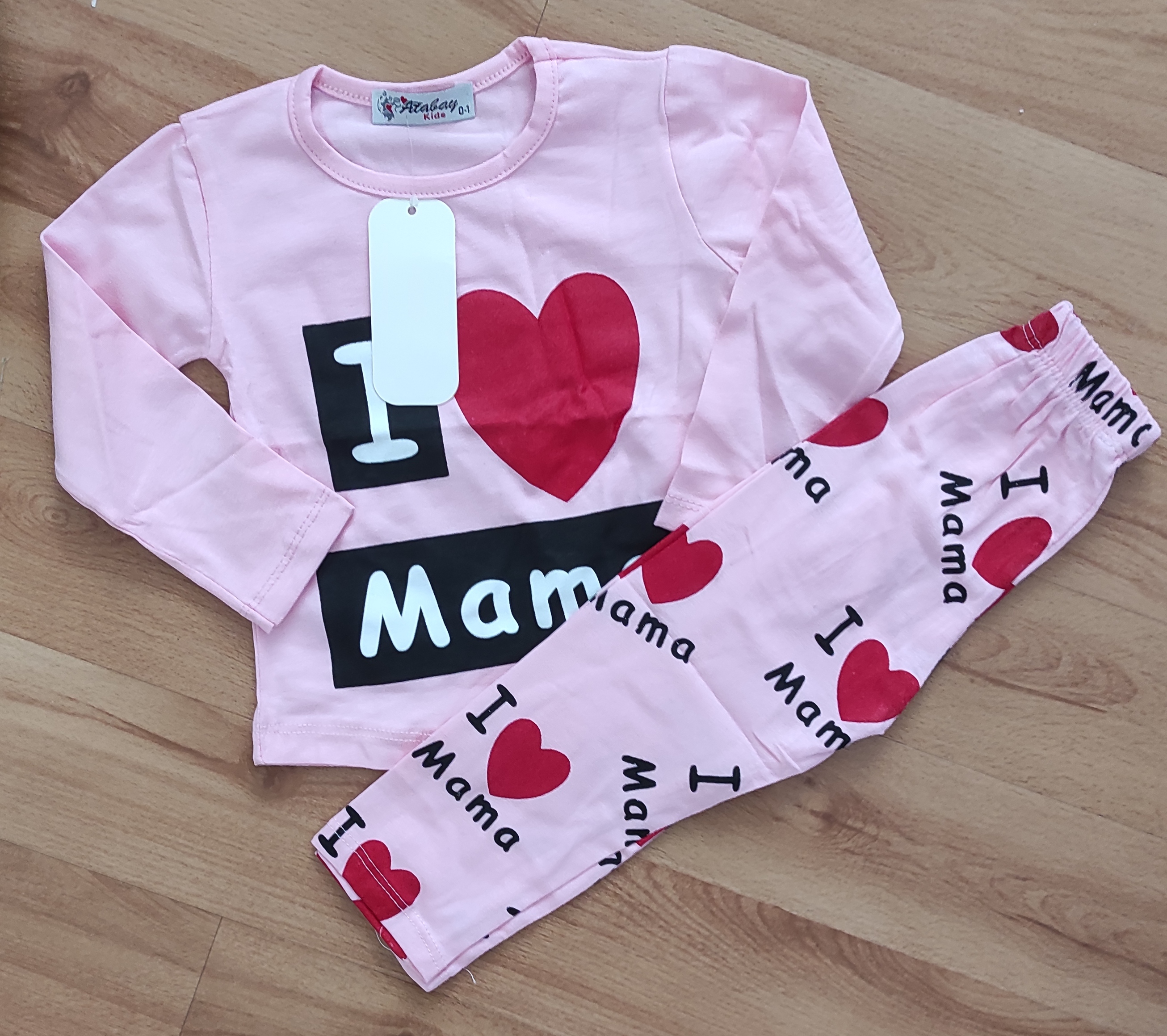 Komplet tričko a kalhoty I love mama sv.ružová 