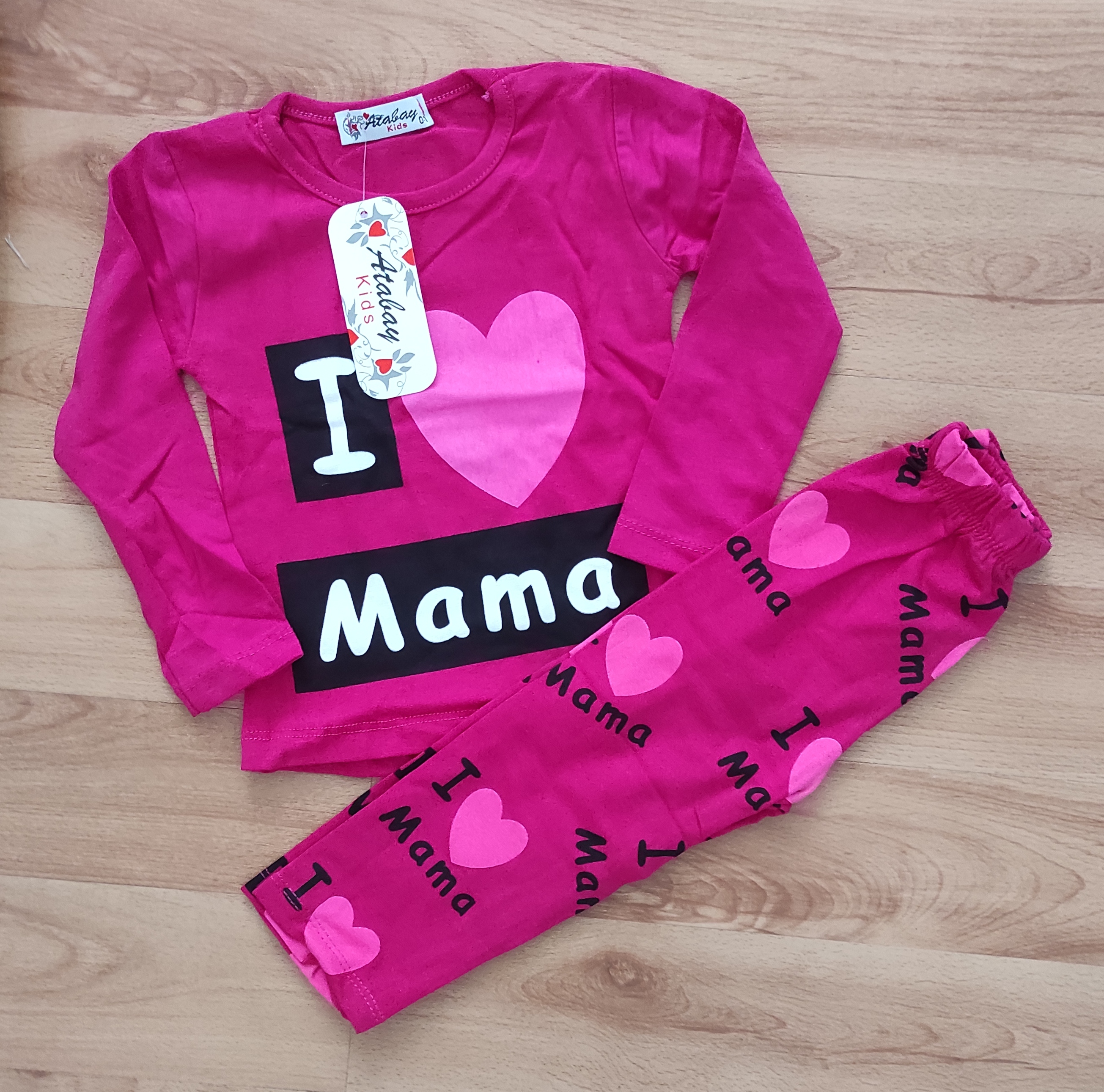 Komplet tričko a kalhoty I love mama vínová 