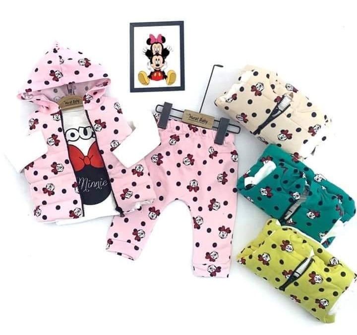 Úžasný Minnie komplet s vestičkou lososová 