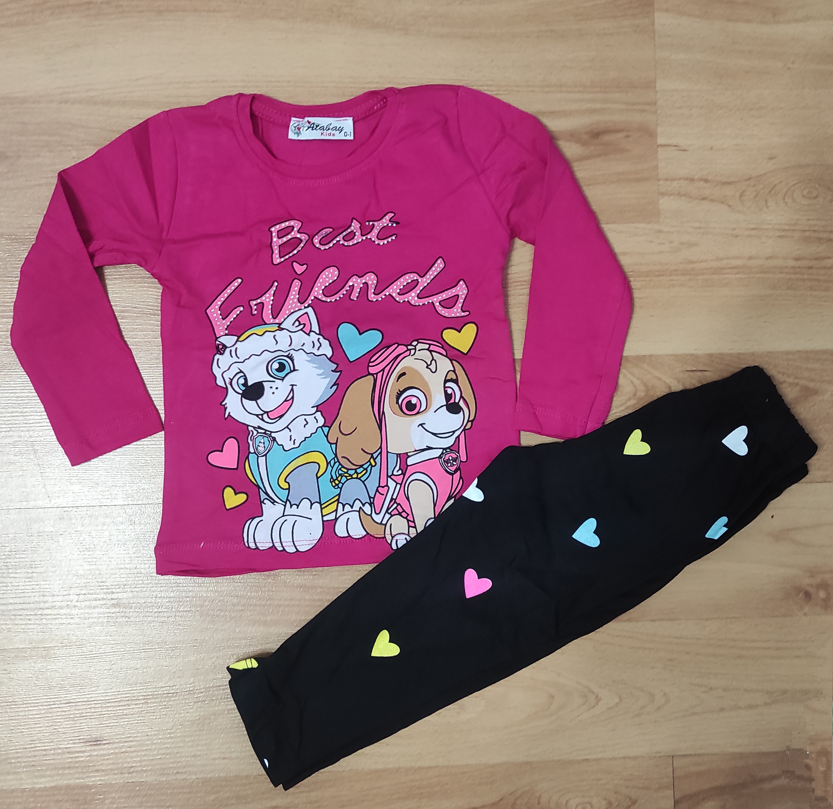 Komplet tričko a legíny Patrola best Friends vínová 