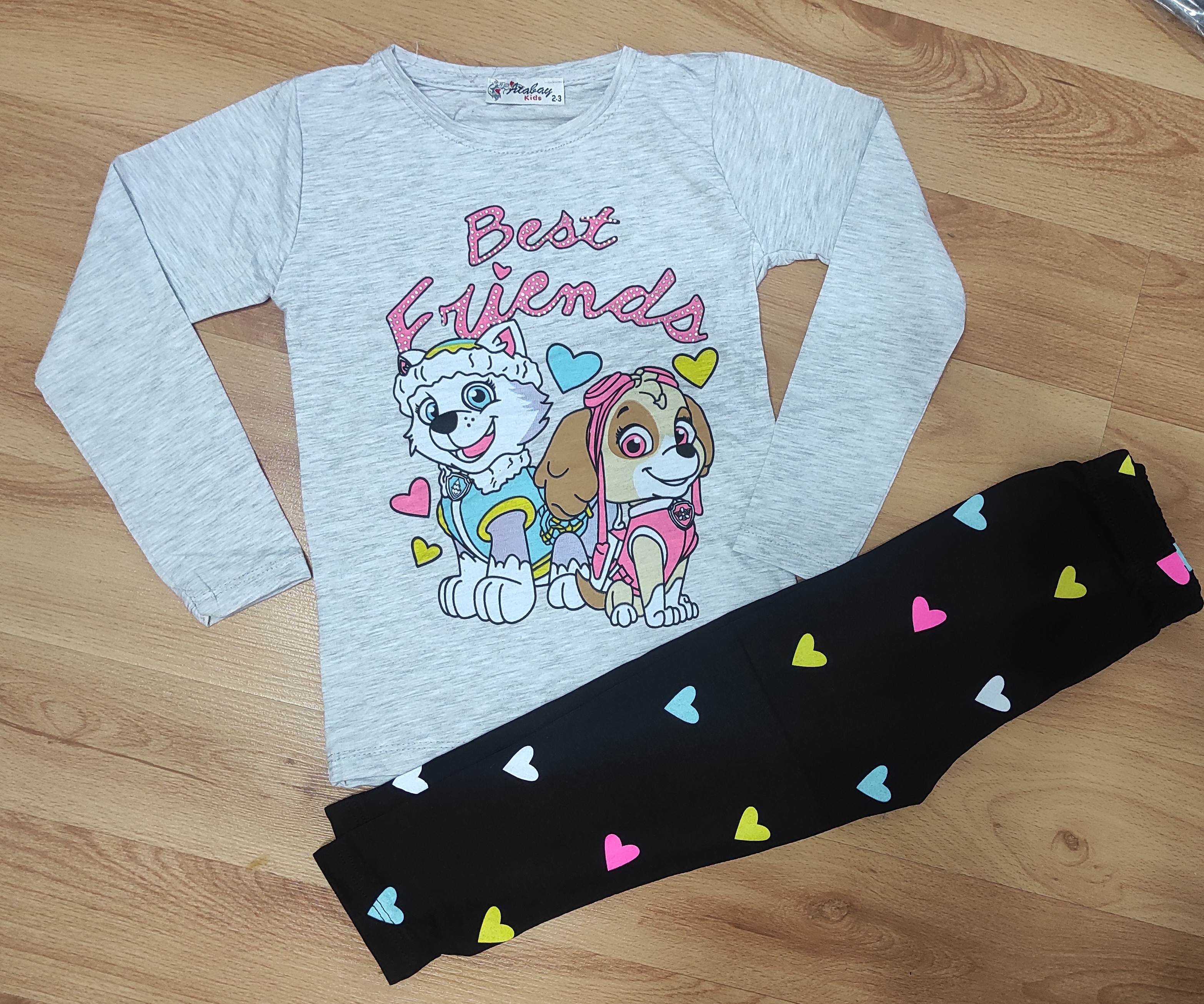 Komplet tričko a legíny Patrola best Friends šedá 