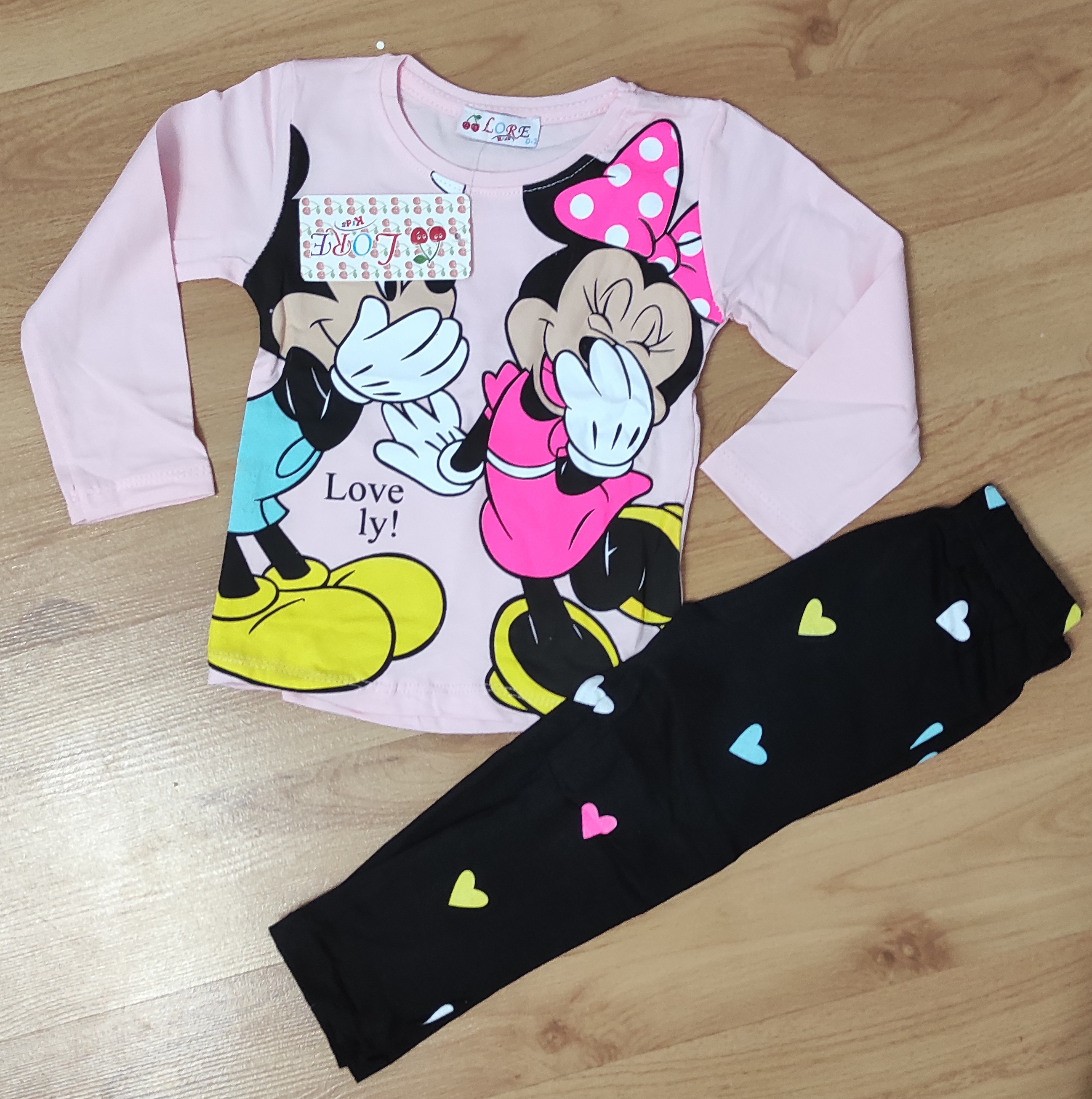 Komplet Minnie a Mickey love you sv.ruzova