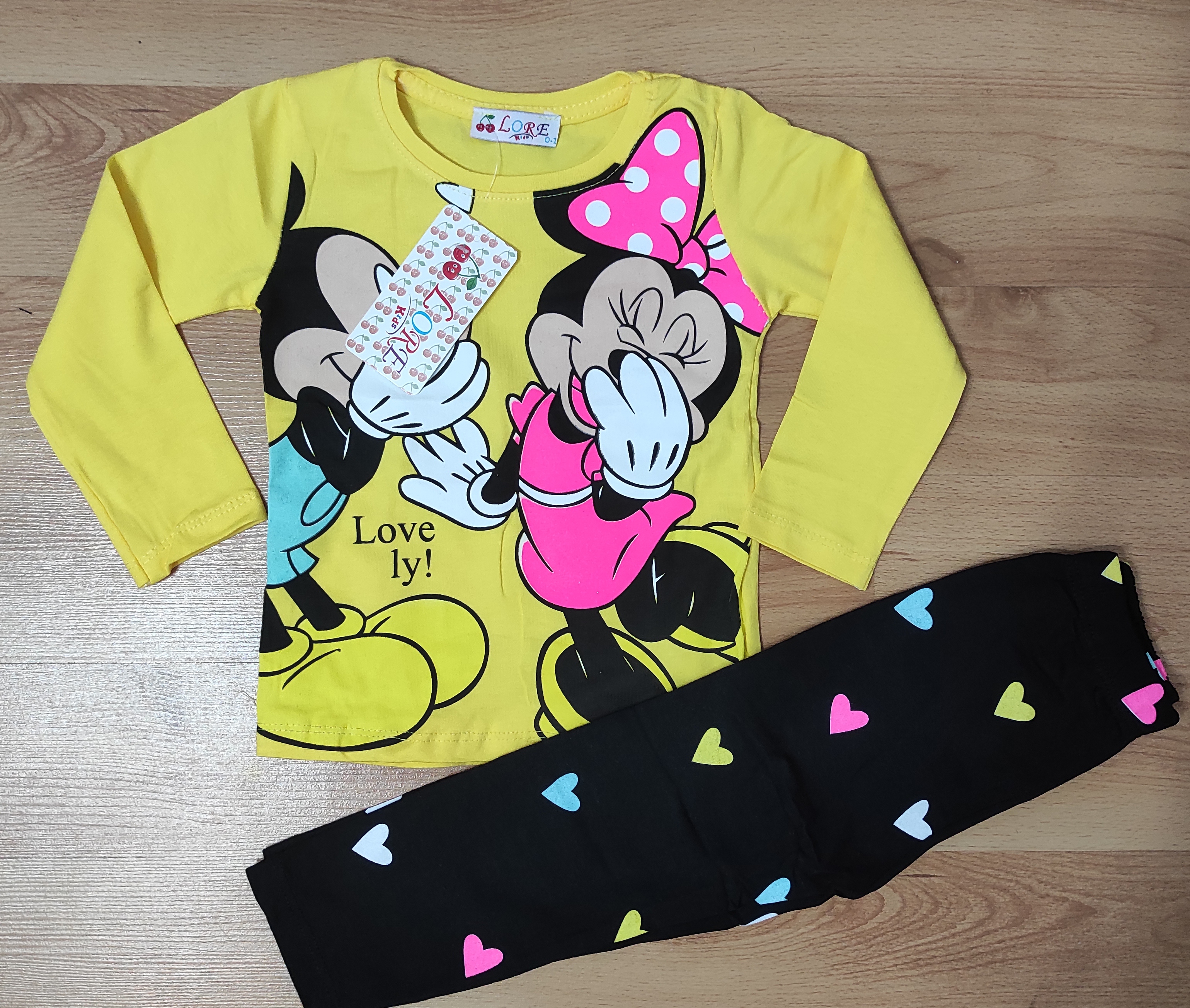 Komplet Minnie a Mickey love you žlutá 