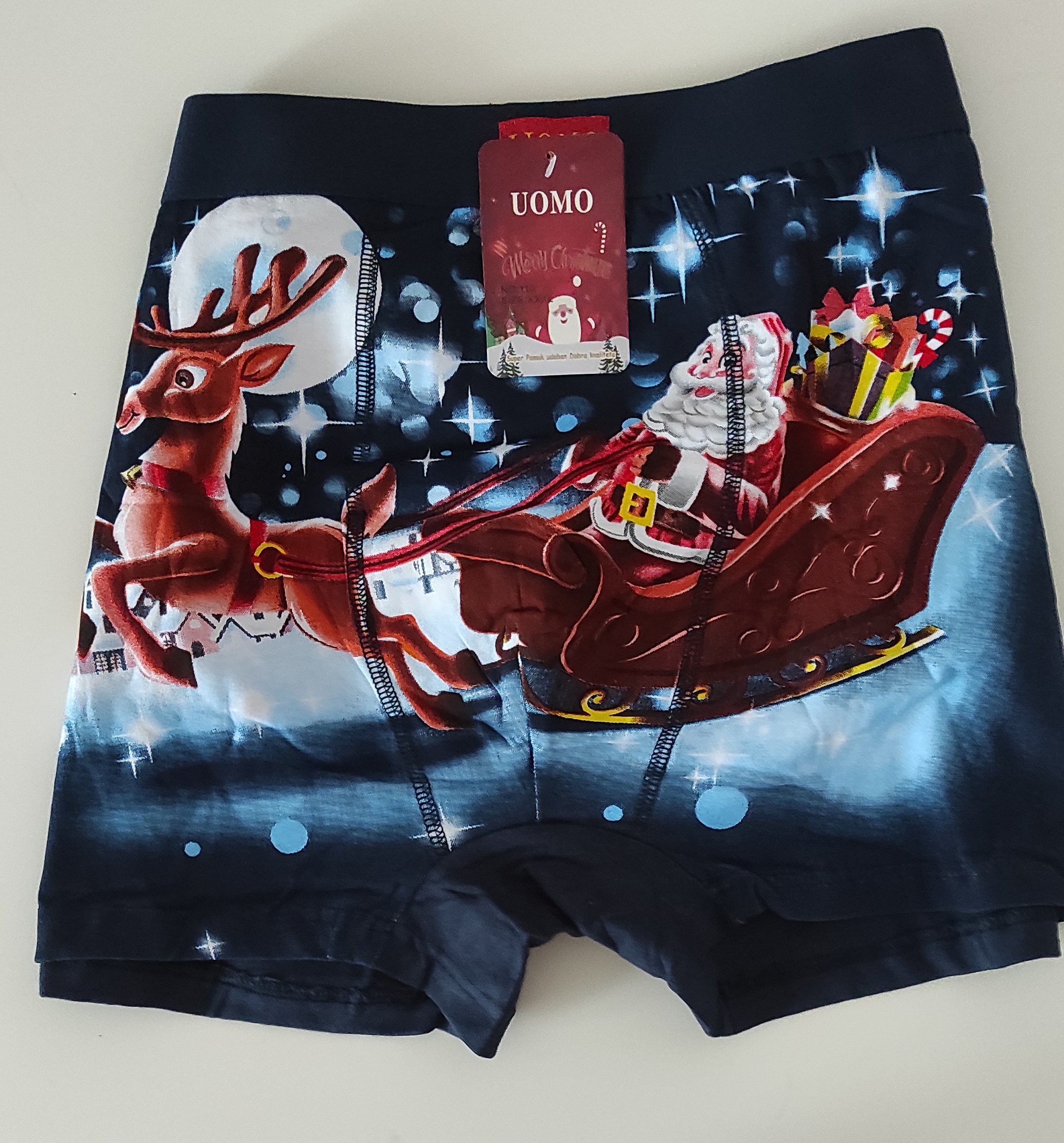 Pánské Vánoční boxerky Santa na saních 
