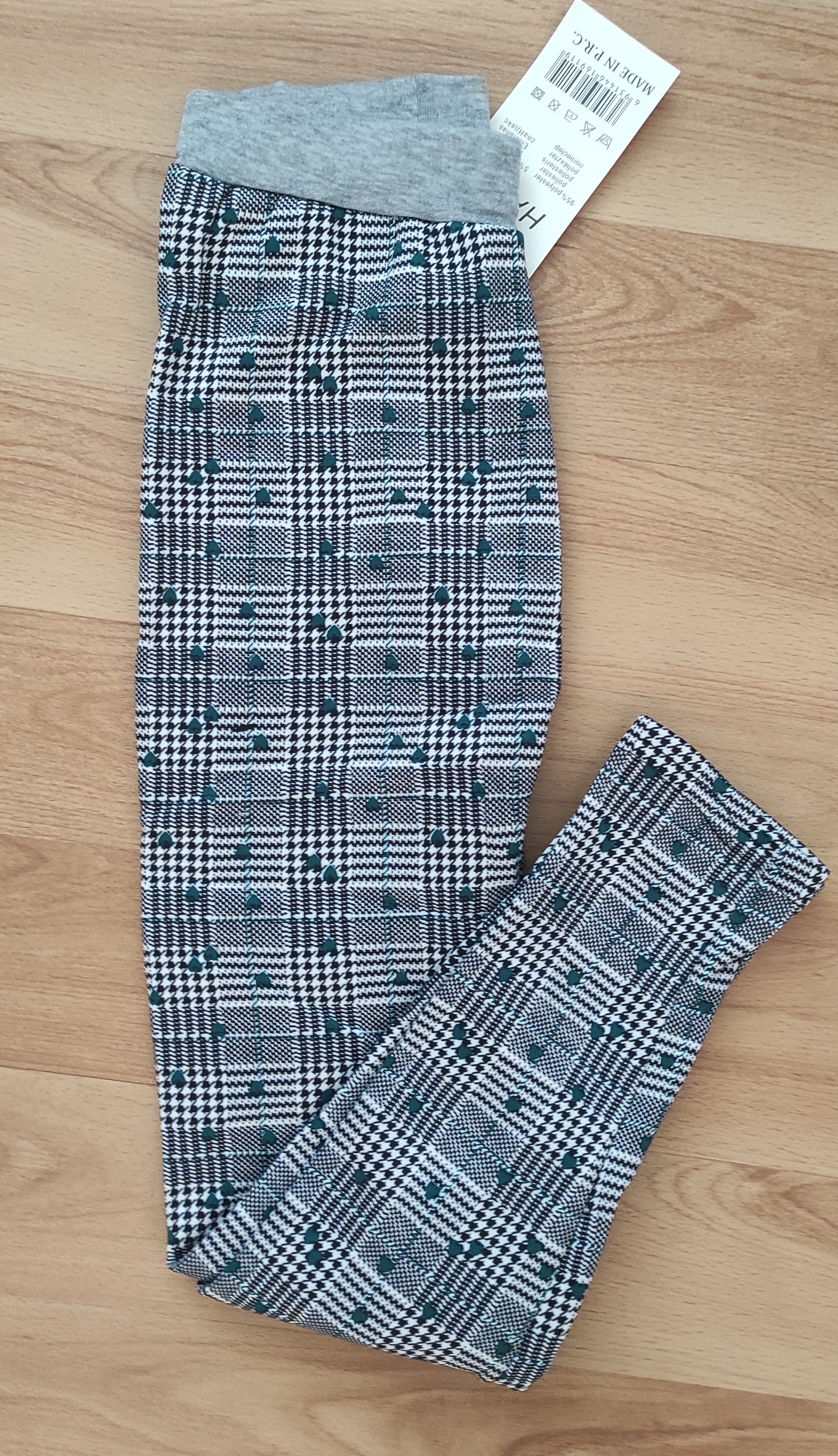 Elegantní holčičí legíny šedé se zelenou