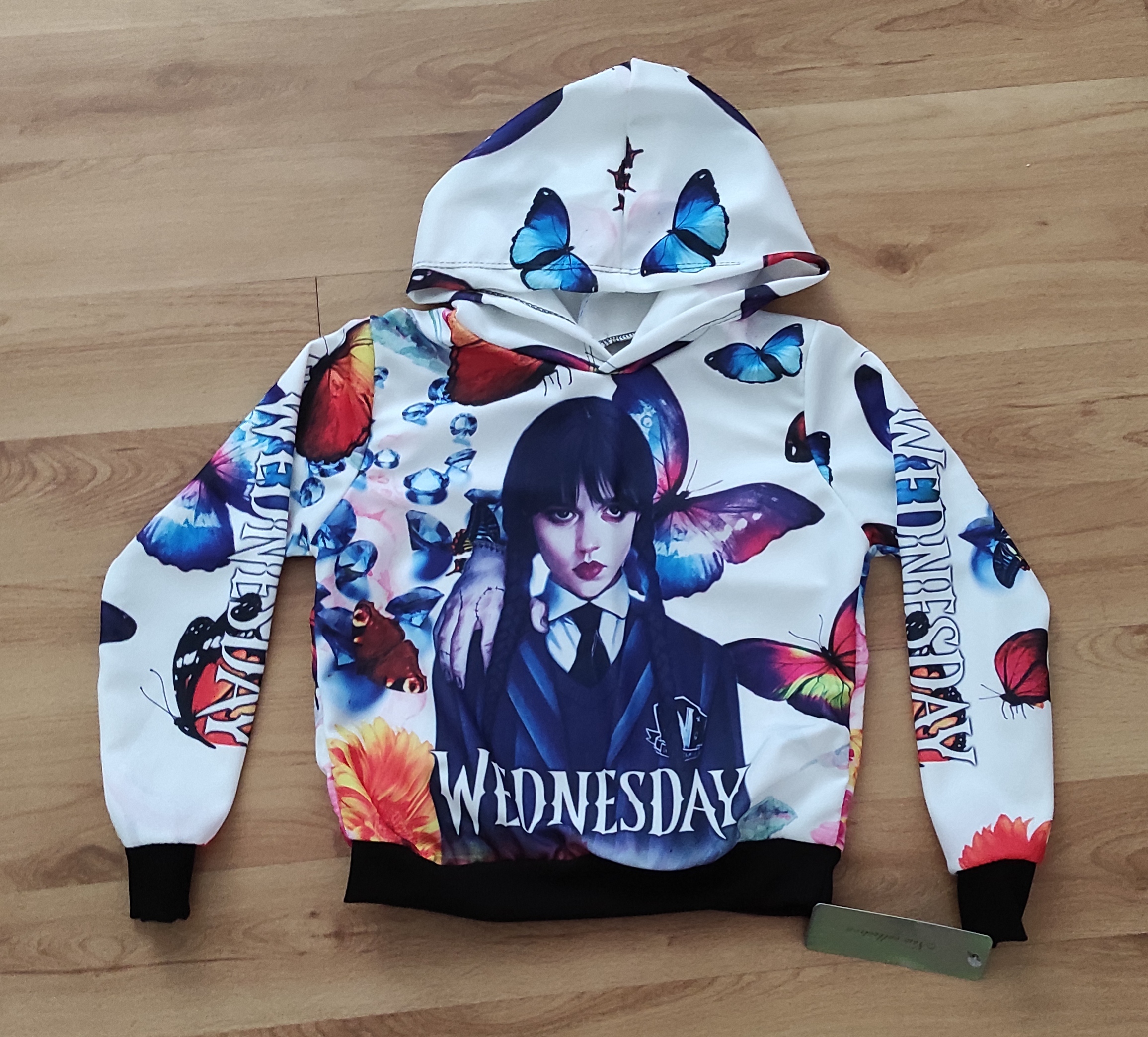 Mikina Wednesday s kapucí motýlci 