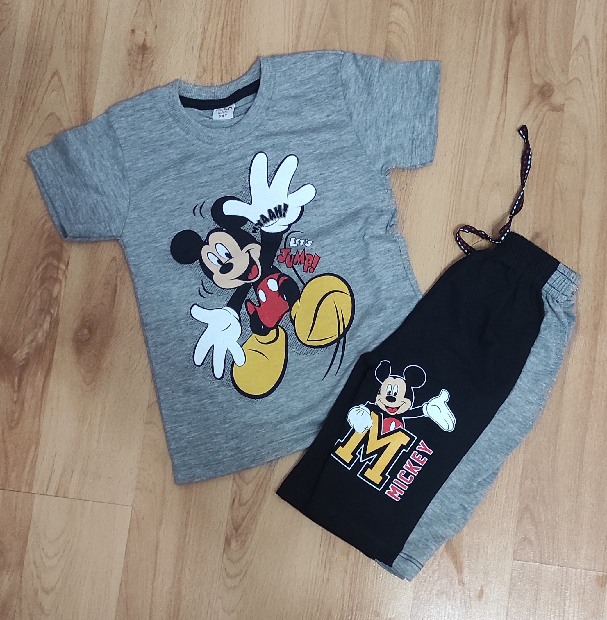 Komplet Mickey tričko a kraťasy šedá 