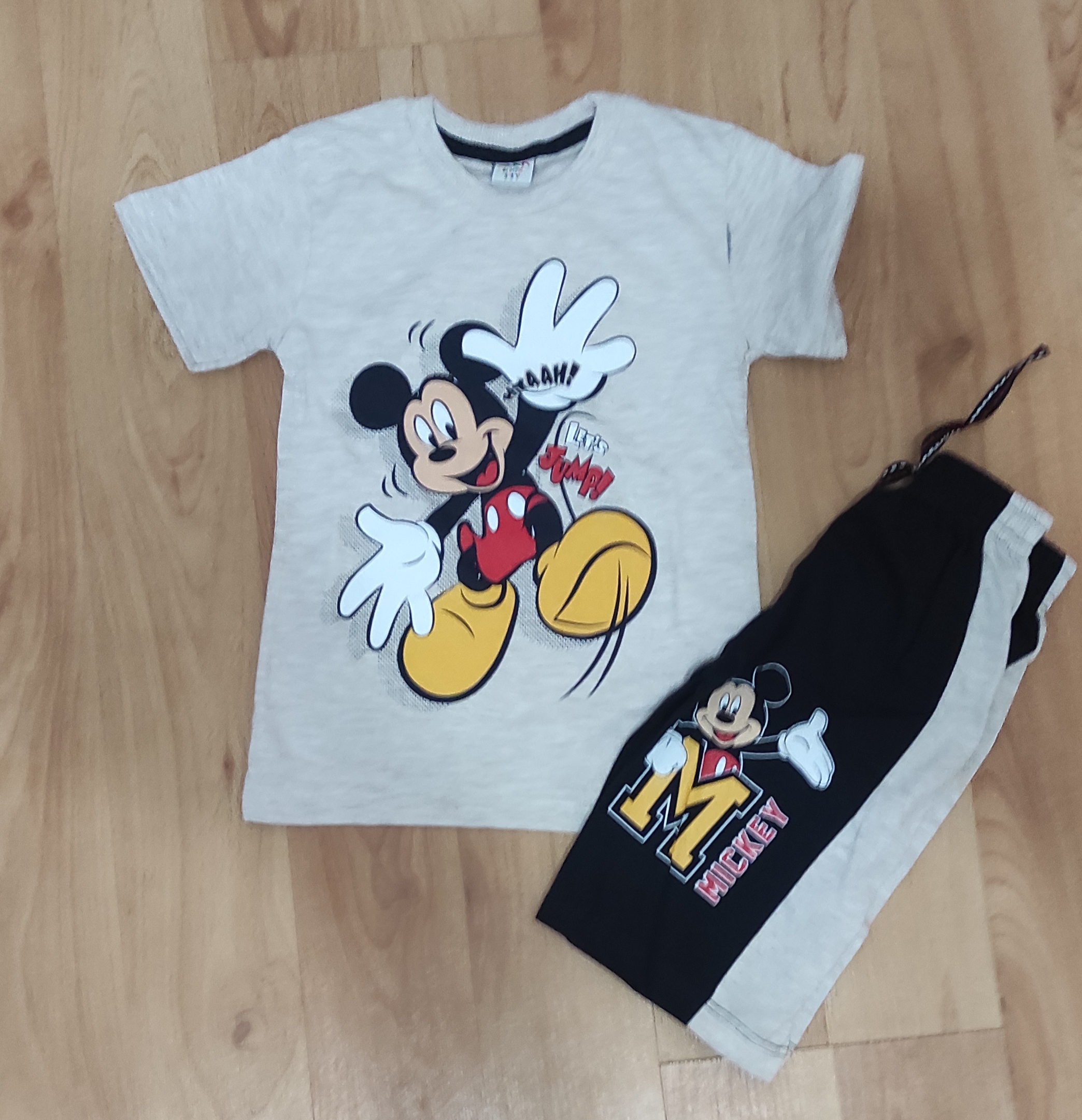 Komplet Mickey tričko a kraťasy béžová 