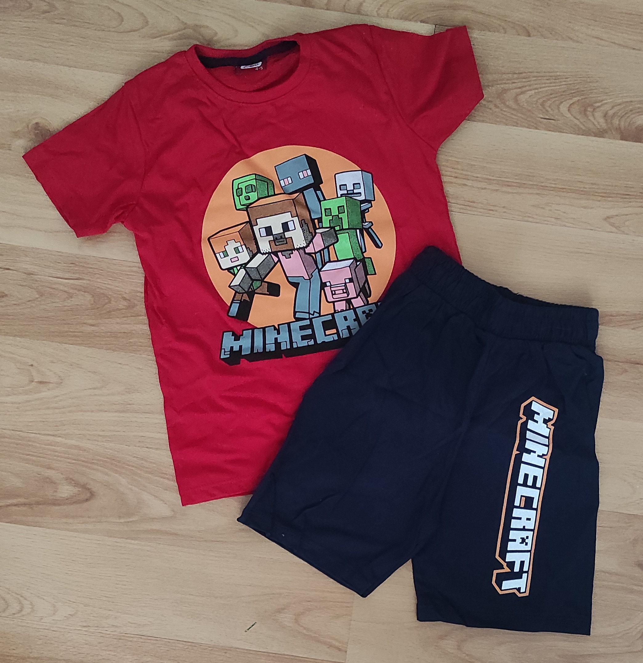 Komplet tričko a kraťasy Minecraft červená 